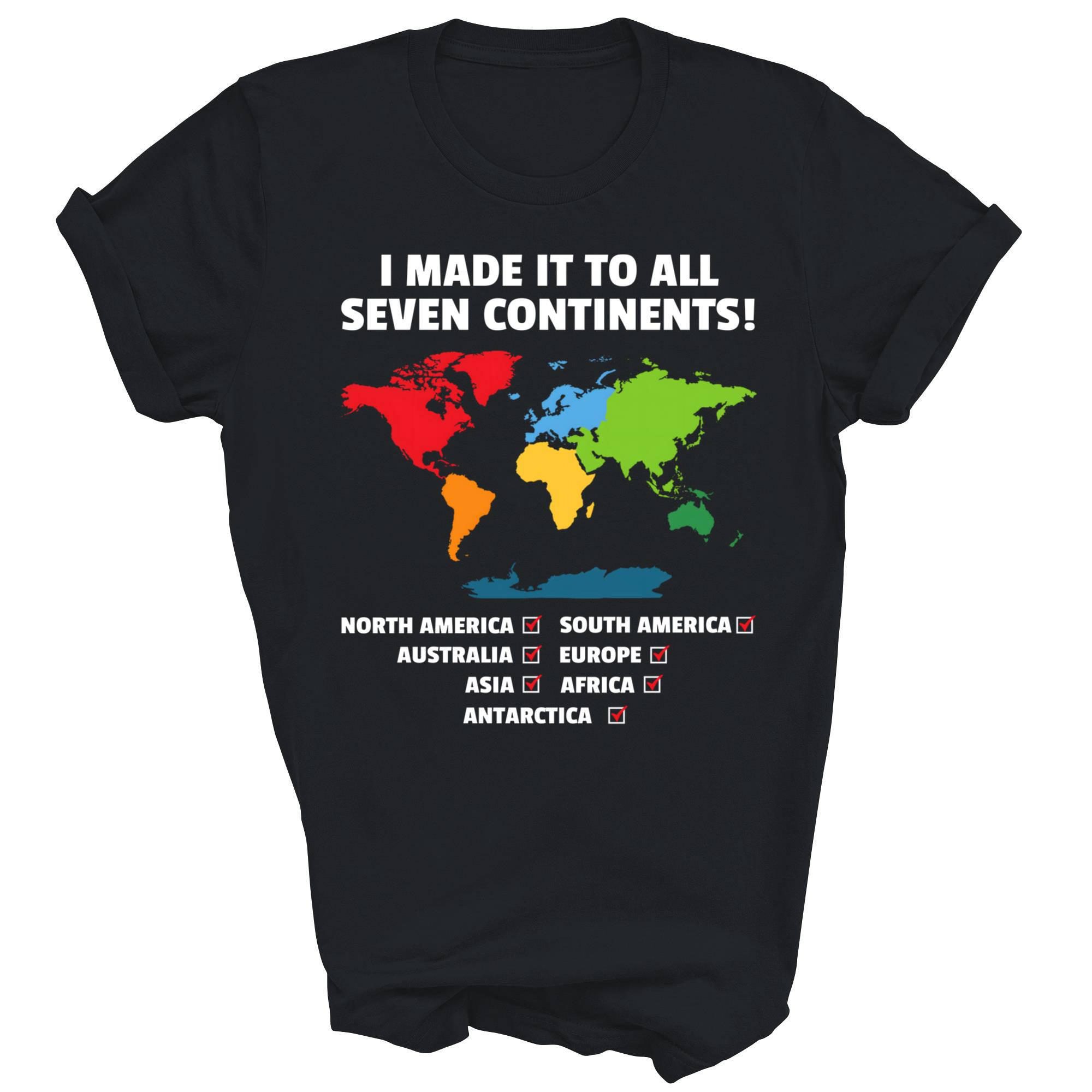 World Traveler Seven Continents 7 Continents Unisex Shirt Gift - Picture 3 of 5