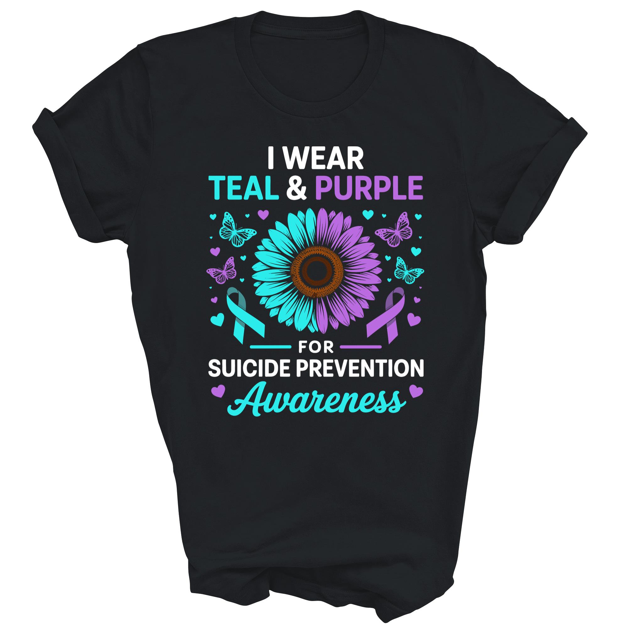 I Wear Teal And Purple For Suicide Prevention Awareness Shirt