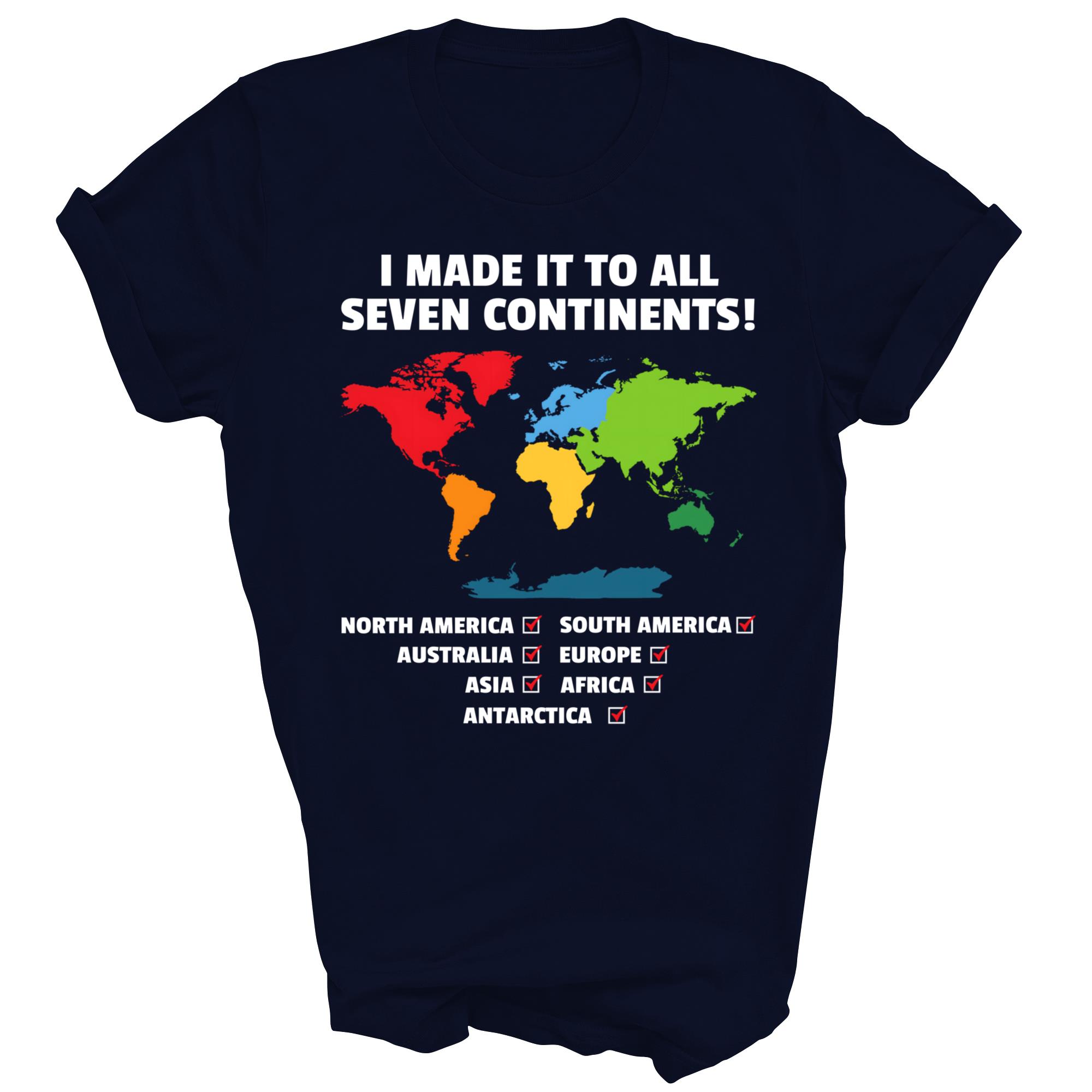 World Traveler Seven Continents 7 Continents Unisex Shirt Gift - Picture 4 of 5