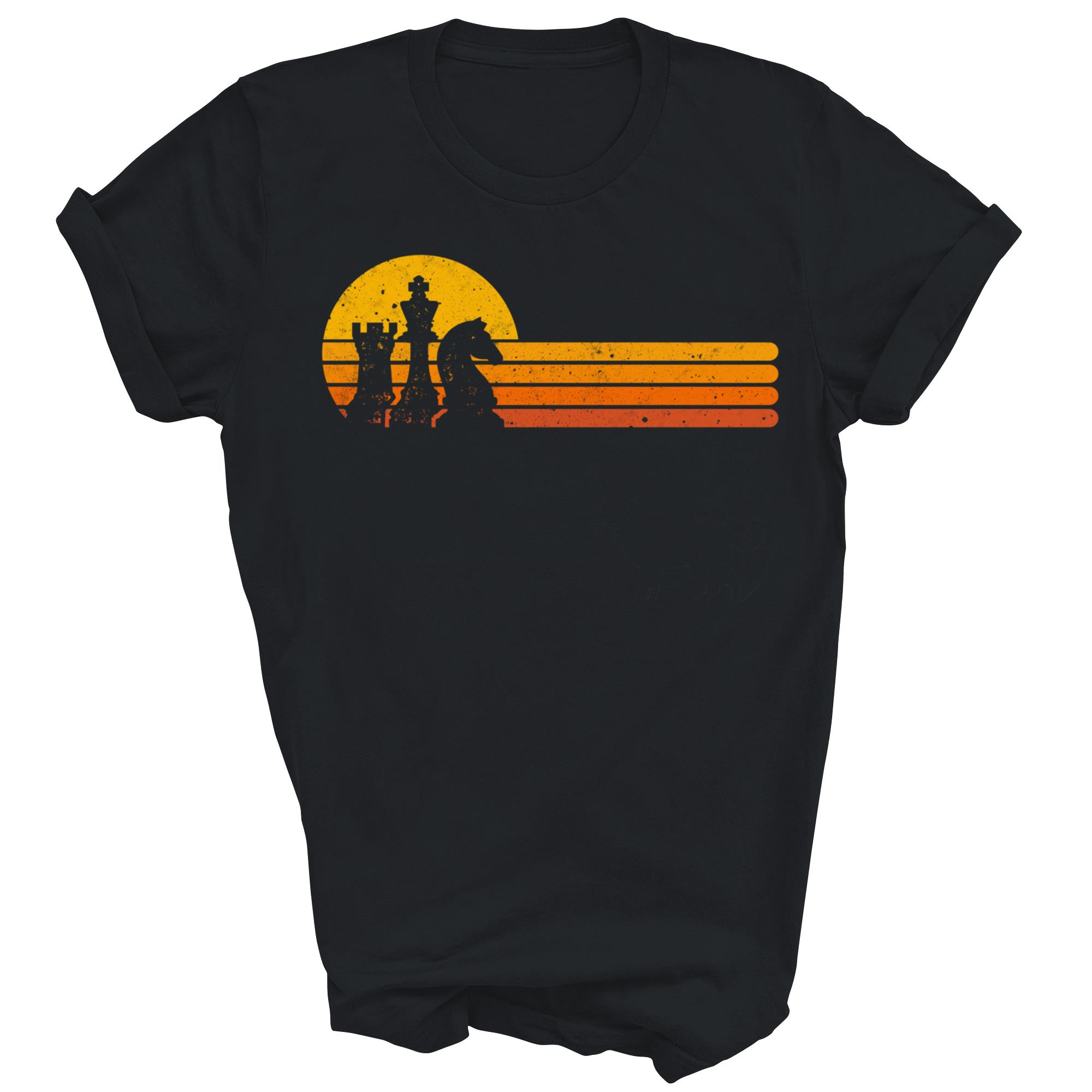 Vintage Chess Player Sunset Pieces Unisex Shirt Gift - Picture 3 of 5